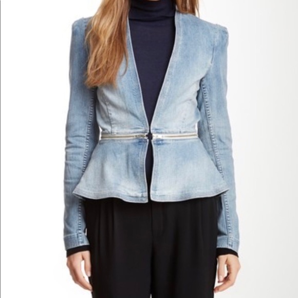 Rebecca Taylor Denim Peplum Jacket Sz 4 - Picture 6 of 8